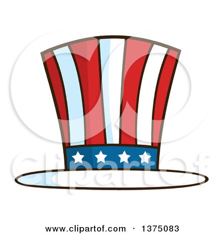 Clipart of a Patriotic American Top Hat - Royalty Free Vector Illustration by Hit Toon