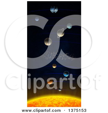 Clipart of a 3d Solar System with the Theorised Ninth Planet X - Royalty Free Illustration by Mopic