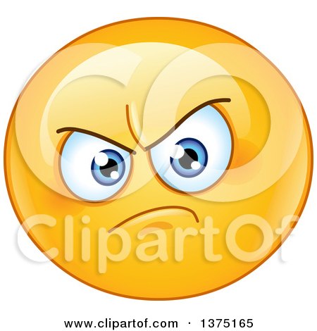 Cartoon Clipart of a Yellow Emoji Smiley Face Emoticon with an Annoyed Expression - Royalty Free Vector Illustration by yayayoyo