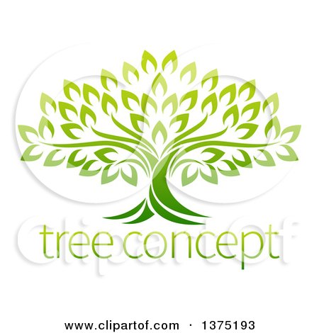 Clipart of a Gradient Mature Green Tree with Sample Text - Royalty Free Vector Illustration by AtStockIllustration