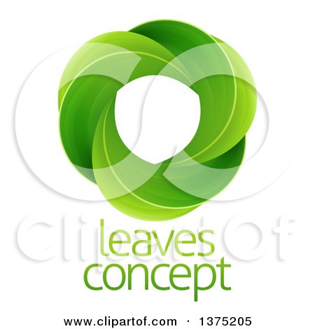 Clipart of a Circle of Green Leaves with Sample Text - Royalty Free Vector Illustration by AtStockIllustration