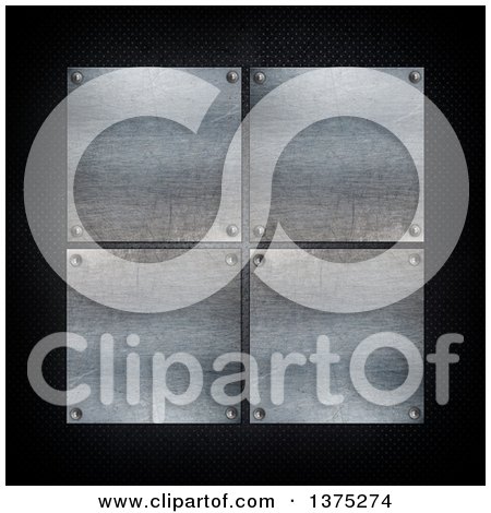 Clipart of a Background of Metal Plate Plaques on Perforations - Royalty Free Illustration by KJ Pargeter