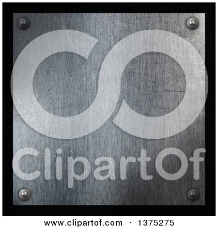 Clipart of a Scratched Metal Plaque on Black - Royalty Free Illustration by KJ Pargeter