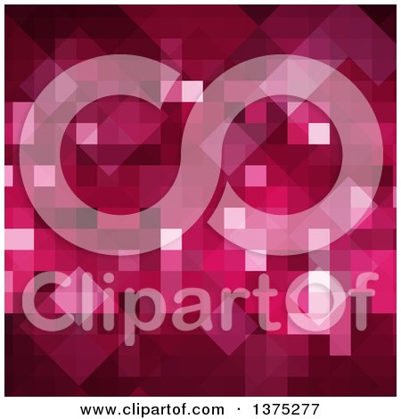 Clipart of a Background of Pixleated Squares in Pinks and Reds - Royalty Free Vector Illustration by KJ Pargeter