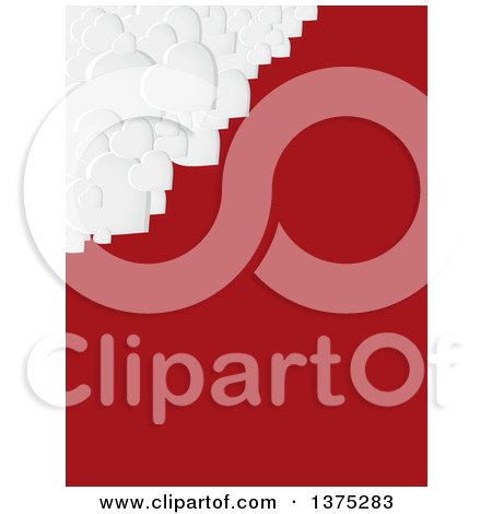 Clipart of a 3d Corner of White Valentine Love Hearts over Red with Text Space - Royalty Free Vector Illustration by elaineitalia