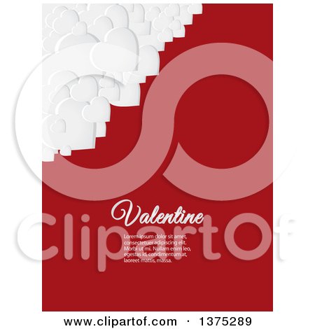 Clipart of a 3d Corner of White Valentine Love Hearts over Red with Sample Text - Royalty Free Vector Illustration by elaineitalia