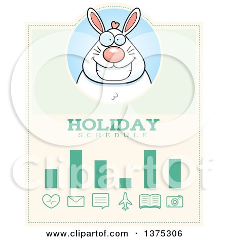 Clipart of a Happy Chubby White Easter Bunny Schedule Design - Royalty Free Vector Illustration by Cory Thoman