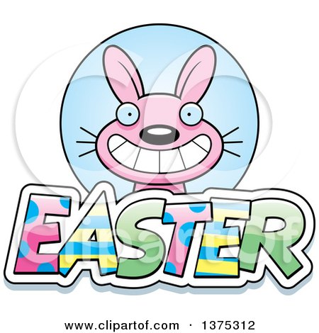 Clipart of a Pink Easter Bunny - Royalty Free Vector Illustration by Cory Thoman