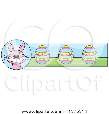 Clipart of a Pink Easter Bunny Banner - Royalty Free Vector Illustration by Cory Thoman