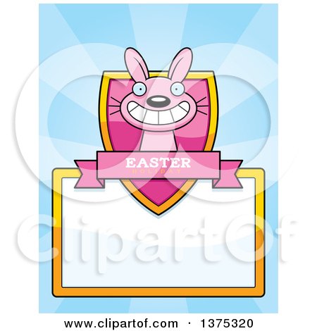 Clipart of a Pink Easter Bunny Page Border - Royalty Free Vector Illustration by Cory Thoman
