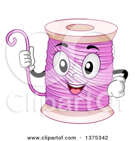 Clipart of a Pink Thread Character - Royalty Free Vector Illustration by BNP Design Studio