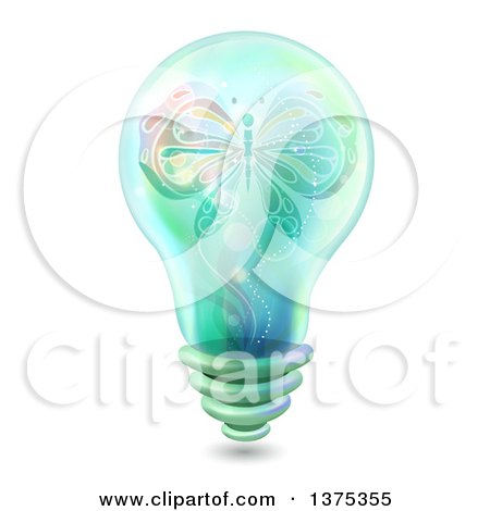 Clipart of a Light Bulb with a Butterfly on the Inside - Royalty Free Vector Illustration by BNP Design Studio