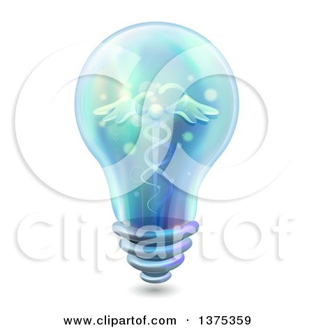 Clipart of a Light Bulb with a Medical Caduceus on the Inside - Royalty Free Vector Illustration by BNP Design Studio