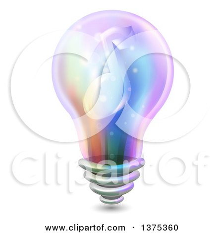 Clipart of a Colorful Light Bulb with a Music Note on the Inside - Royalty Free Vector Illustration by BNP Design Studio