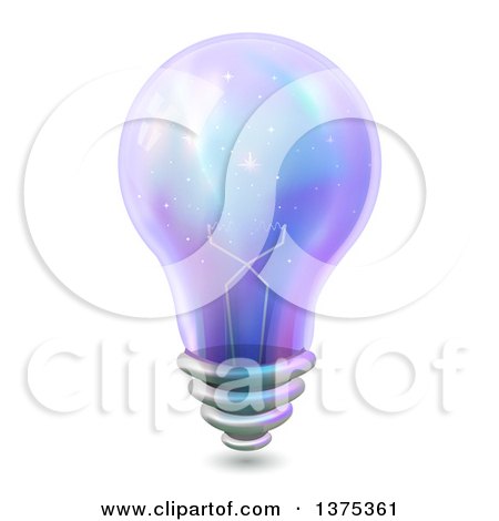 Clipart of a Purple Light Bulb with Stars on the Inside - Royalty Free Vector Illustration by BNP Design Studio