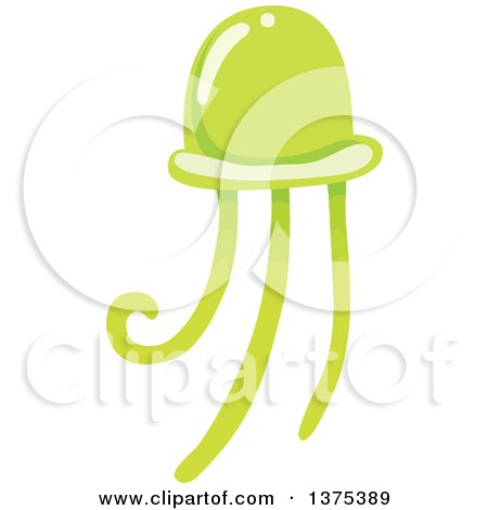 Clipart of a Green Jellyfish - Royalty Free Vector Illustration by BNP Design Studio