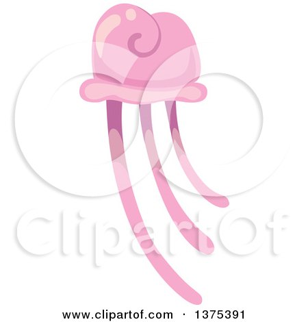 Clipart of a Pink Jellyfish - Royalty Free Vector Illustration by BNP Design Studio