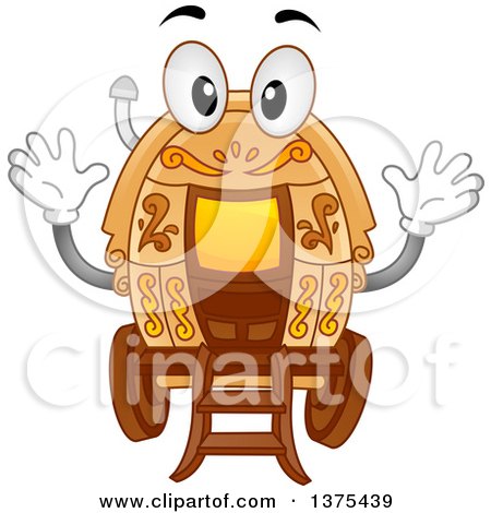 Clipart of a Gypsy Caravan Character Waving - Royalty Free Vector Illustration by BNP Design Studio