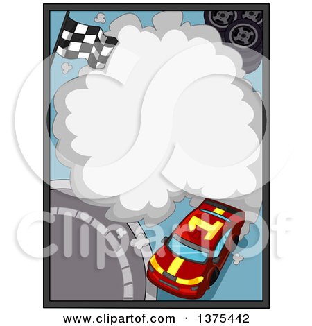 Clipart of a Race Car with a Smoke Frame - Royalty Free Vector Illustration by BNP Design Studio