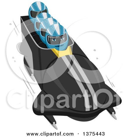Clipart of a Bobsled Team in Action - Royalty Free Vector Illustration by BNP Design Studio