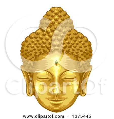 Clipart of a Gold Buddha Face - Royalty Free Vector Illustration by BNP Design Studio