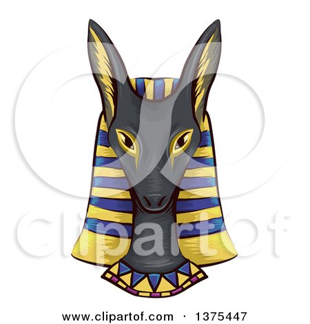 Clipart of a Face Bust of the Ancient Egyptian God Anubis - Royalty Free Vector Illustration by BNP Design Studio