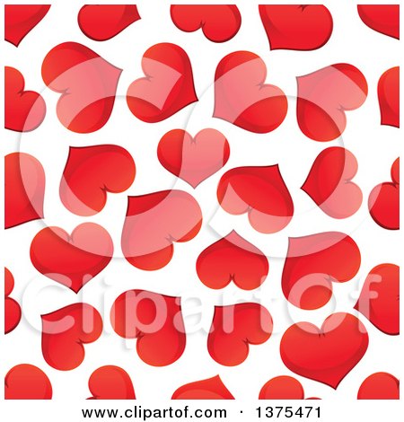Clipart of a Seamless Background Pattern of Red Hearts - Royalty Free Vector Illustration by Vector Tradition SM