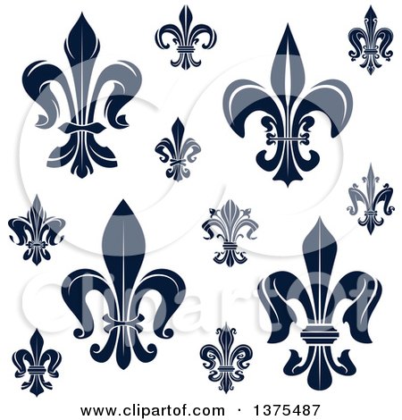 Clipart of Navy Blue Lily Fleur De Lis Designs - Royalty Free Vector Illustration by Vector Tradition SM