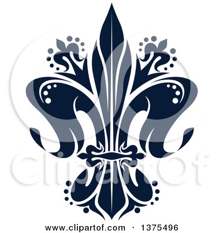 Clipart of a Navy Blue Lily Fleur De Lis - Royalty Free Vector Illustration by Vector Tradition SM