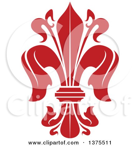 Clipart of a Red Lily Fleur De Lis - Royalty Free Vector Illustration by Vector Tradition SM