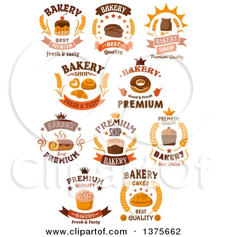 Clipart of Bakery Designs with Text - Royalty Free Vector Illustration by Vector Tradition SM