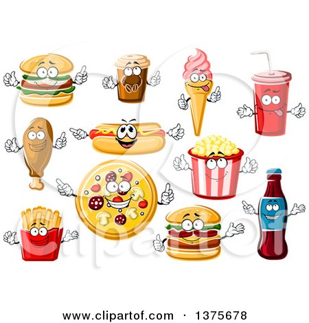 Clipart of Fast Food Characters - Royalty Free Vector Illustration by Vector Tradition SM