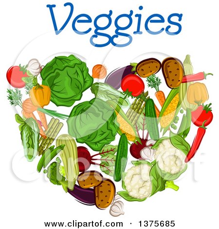 Clipart of a Heart Made of Vegetables, with Text - Royalty Free Vector Illustration by Vector Tradition SM