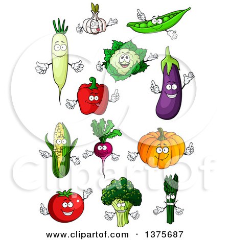 Clipart of Vegetable Characters - Royalty Free Vector Illustration by Vector Tradition SM