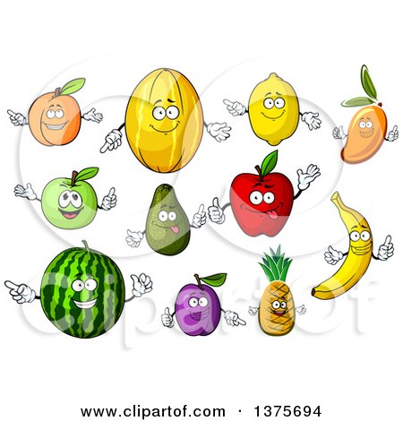 Clipart of Fruit Characters - Royalty Free Vector Illustration by Vector Tradition SM