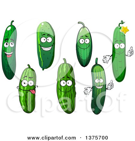 Clipart of Cucumber Characters - Royalty Free Vector Illustration by Vector Tradition SM