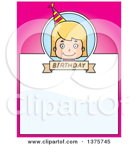 Clipart of a Blond White Birthday Girl Page Border - Royalty Free Vector Illustration by Cory Thoman