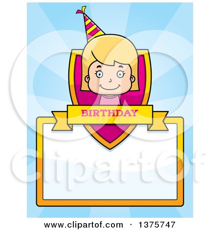 Clipart of a Blond White Birthday Girl Page Border - Royalty Free Vector Illustration by Cory Thoman