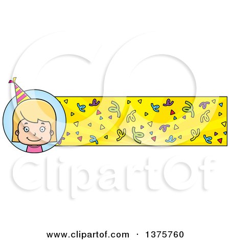 Clipart of a Blond White Birthday Girl Banner - Royalty Free Vector Illustration by Cory Thoman