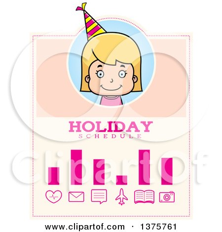 Clipart of a Blond White Birthday Girl Schedule Design - Royalty Free Vector Illustration by Cory Thoman