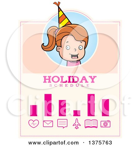Clipart of a Brunette White Birthday Girl Schedule Design - Royalty Free Vector Illustration by Cory Thoman