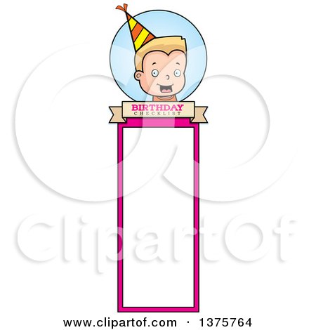 Clipart of a Blond White Birthday Boy Bookmark - Royalty Free Vector Illustration by Cory Thoman