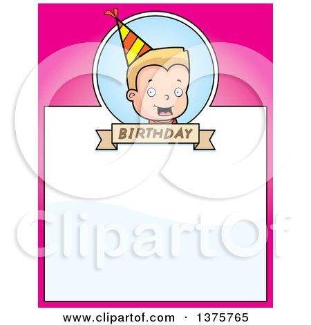 Clipart of a Blond White Birthday Boy Page Border - Royalty Free Vector Illustration by Cory Thoman
