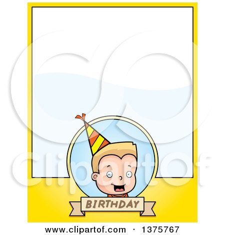 Clipart of a Blond White Birthday Boy Page Border - Royalty Free Vector Illustration by Cory Thoman