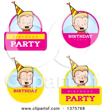 Clipart of Badges of a Blond White Birthday Boy - Royalty Free Vector Illustration by Cory Thoman