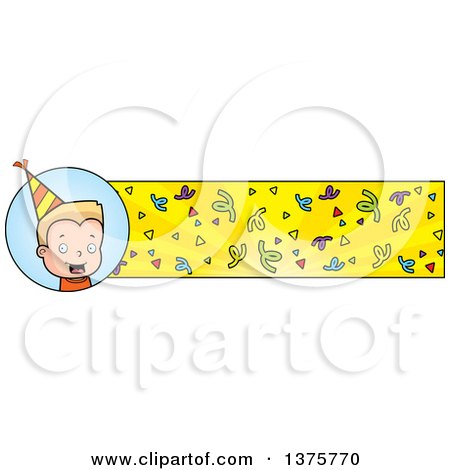 Clipart of a Blond White Birthday Boy Banner - Royalty Free Vector Illustration by Cory Thoman