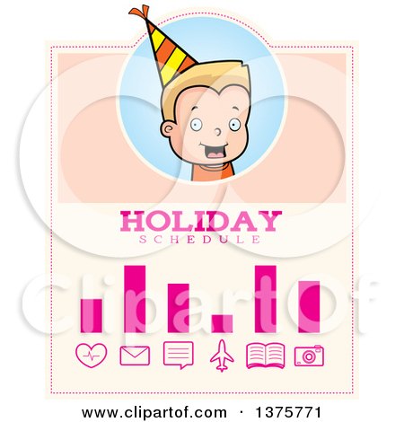 Clipart of a Blond White Birthday Boy Schedule Design - Royalty Free Vector Illustration by Cory Thoman