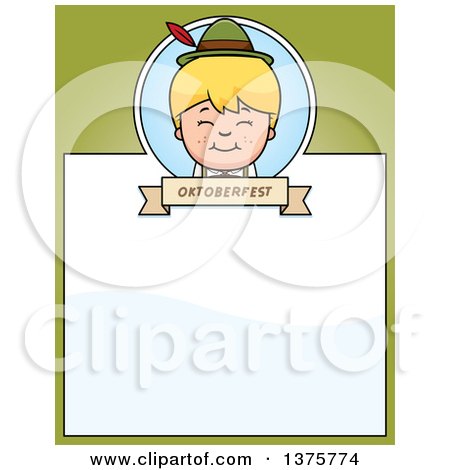 Clipart of a Happy Blond Oktoberfest German Boy Page Border - Royalty Free Vector Illustration by Cory Thoman