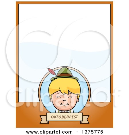 Clipart of a Happy Blond Oktoberfest German Boy Page Border - Royalty Free Vector Illustration by Cory Thoman