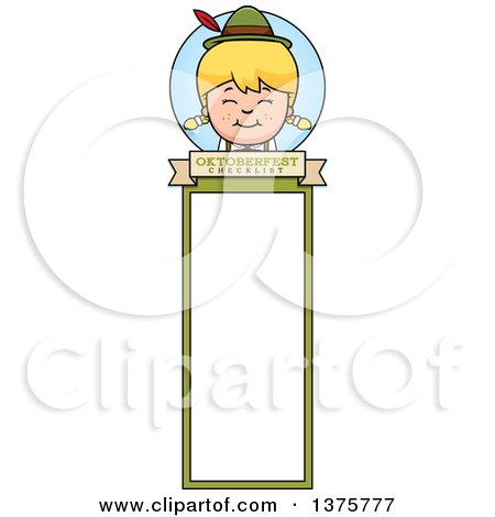 Clipart of a Happy Blond Oktoberfest German Girl Bookmark - Royalty Free Vector Illustration by Cory Thoman